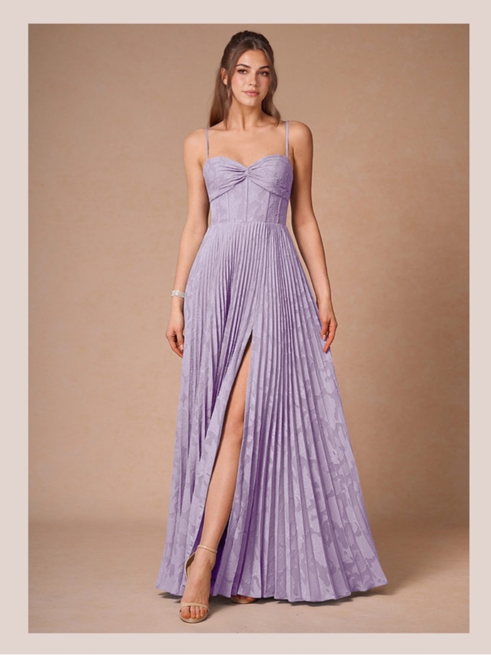 Azazie Cannelle Lilac Pleated Maxi Dress
